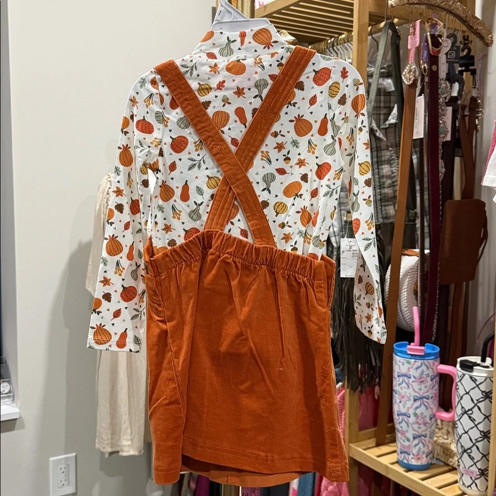 NWT Isaac Mizrahi NY 3T Girls Fall Outfit Dress Overalls Long Sleeve Hair Clips - Picture 5 of 5